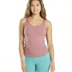 CLOTHING Everyday Yoga Radiant Solid Strappy Back Support Tank Dusty Rose
