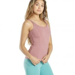 CLOTHING Everyday Yoga Radiant Solid Strappy Back Support Tank Dusty Rose