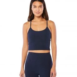 NEW ARRIVALS Beyond Yoga Spacedye Slim Racerback Cropped Tank Nocturnal Navy
