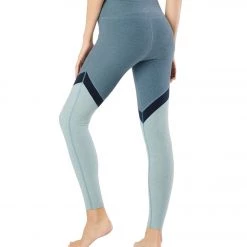Beyond Yoga Tri-Panel Spacedye High Waisted 7/8 Yoga Leggings Stormy Blue/Nocturnal Navy/Sage Brush CLOTHING