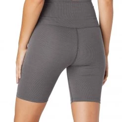 Beyond Yoga Heather Rib High Waisted Biker Shorts Gray Heather CLOTHING