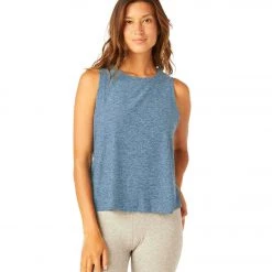 NEW ARRIVALS Beyond Yoga Featherweight Spacedye Balanced Muscle Yoga Tank Stormy Blue-Blue Cloud