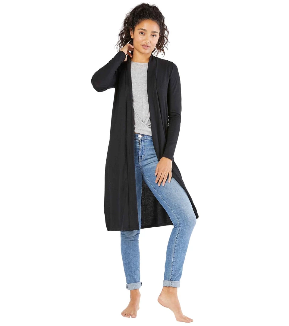 CLOTHING Beyond Yoga High Slits Long Duster Black 3 CLOTHING Beyond Yoga High Slits Long Duster Black