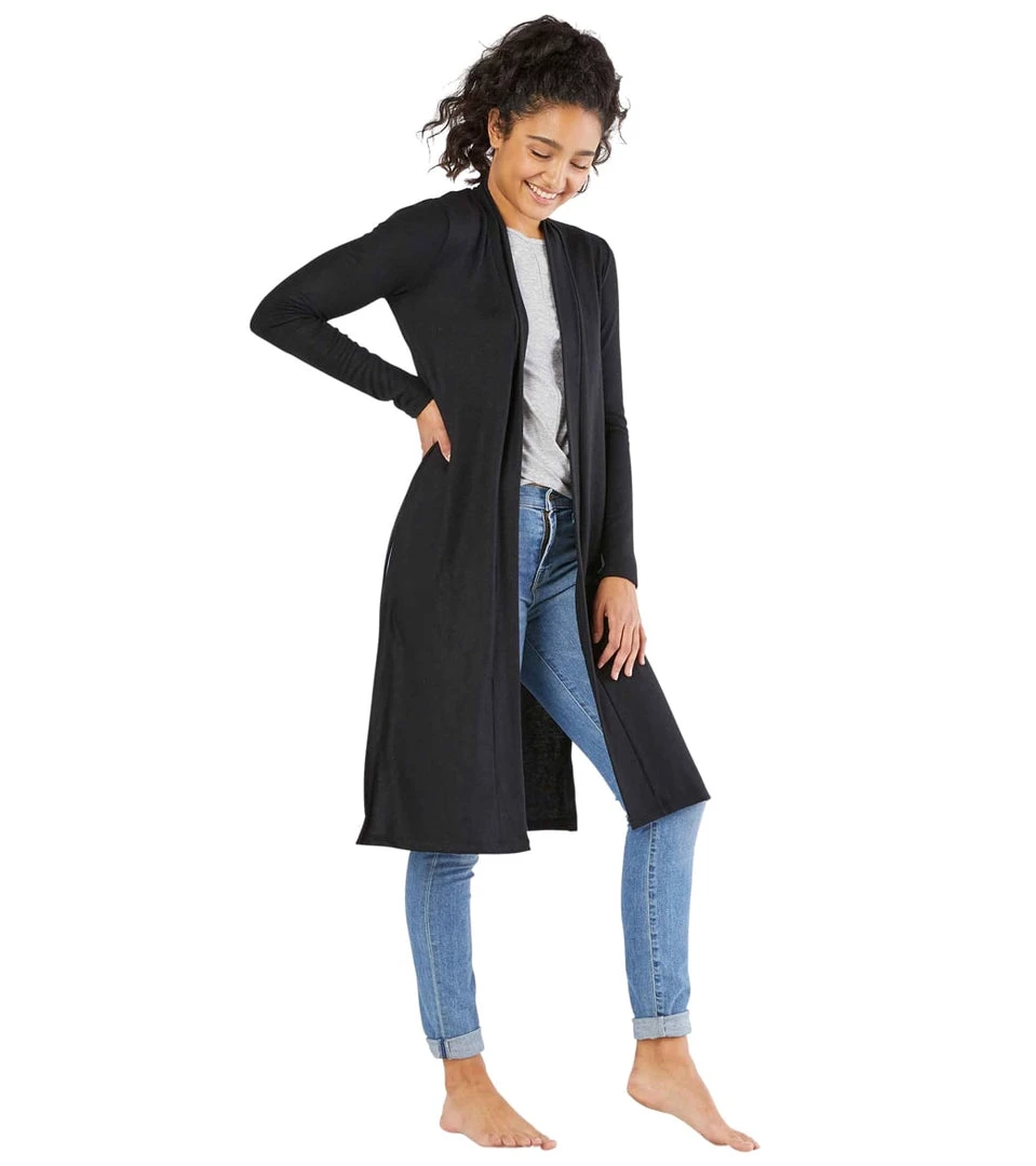 CLOTHING Beyond Yoga High Slits Long Duster Black 4 CLOTHING Beyond Yoga High Slits Long Duster Black