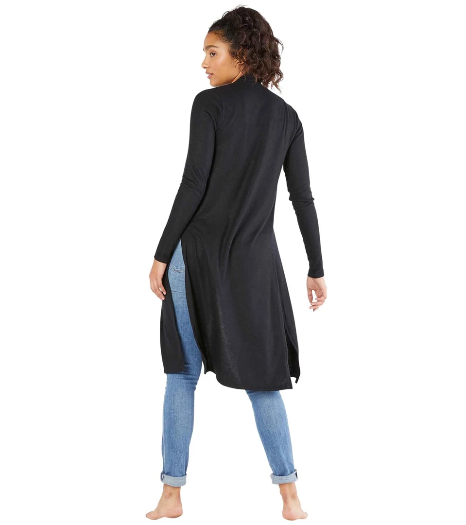 CLOTHING Beyond Yoga High Slits Long Duster Black 6 CLOTHING Beyond Yoga High Slits Long Duster Black
