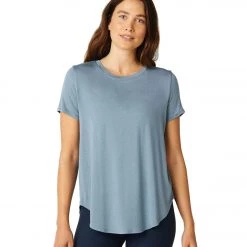Beyond Yoga Featherweight Spacedye On The Down Low Yoga Tee Stormy Blue-Blue Cloud