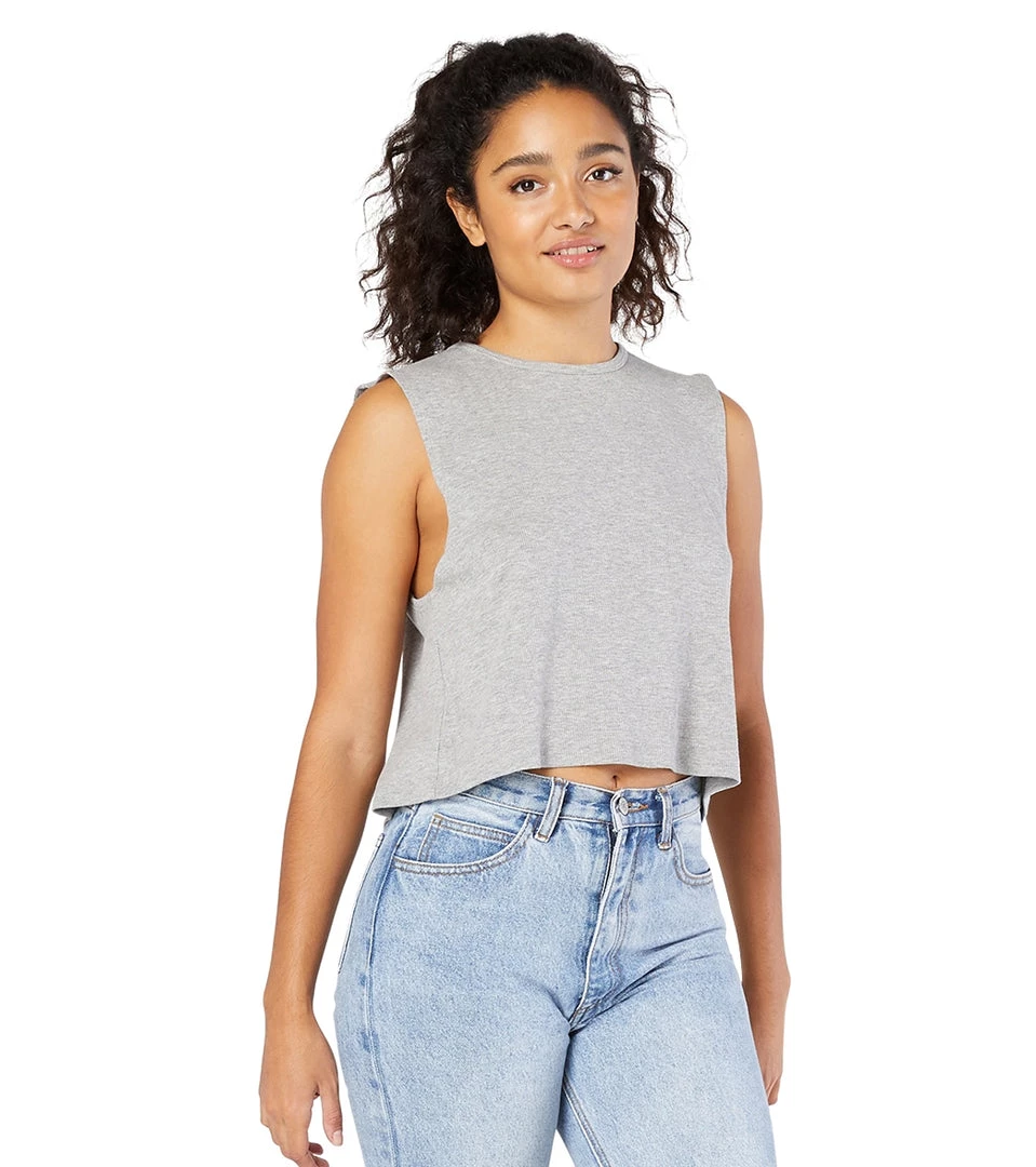 CLOTHING Beyond Yoga Rib Jersey Over The Top Cropped Muscle Yoga Tank Light Heather Gray 3 CLOTHING Beyond Yoga Rib Jersey Over The Top Cropped Muscle Yoga Tank Light Heather Gray