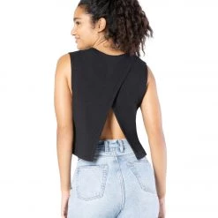 Beyond Yoga Rib Jersey Over The Top Cropped Muscle Yoga Tank Black