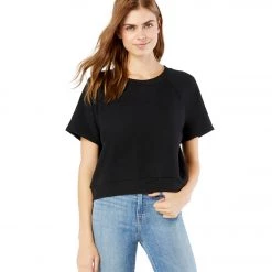 Beyond Yoga Cozy Fleece Solid Choice Short Sleeve Pullover Black