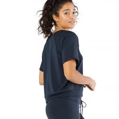 Beyond Yoga Cozy Fleece Solid Choice Short Sleeve Pullover Nocturnal Navy CLOTHING