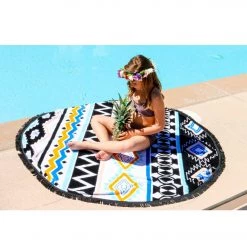 Round Towel Company The Chella Round Towel Blue/White/Yellow YOGA MATS & PROPS