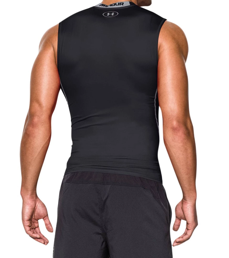 Under Armour Men's UA Armour Heatgear Sleeveless Compression Shirt Black/Steel 6 Under Armour Men's UA Armour Heatgear Sleeveless Compression Shirt Black/Steel