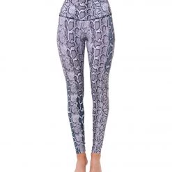 Onzie High Waisted Graphic Yoga Leggings Black White Viper