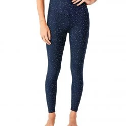 CLOTHING Beyond Yoga Alloy Sparkle High Waisted 7/8 Yoga Leggings Nocturnal Navy Silver Sparkle