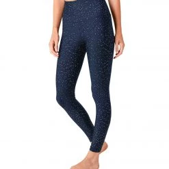 CLOTHING Beyond Yoga Alloy Sparkle High Waisted 7/8 Yoga Leggings Nocturnal Navy Silver Sparkle