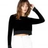 CLOTHING Beyond Yoga Cropped Velvet Pullover Black