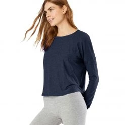 CLOTHING Beyond Yoga Featherweight Morning Light Cropped Pullover Nocturnal Navy