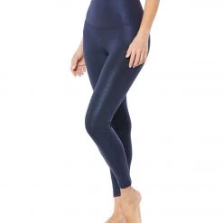 Beyond Yoga Twinkle High Waisted 7/8 Yoga Leggings Shiny Nocturnal Navy Twinkle CLOTHING