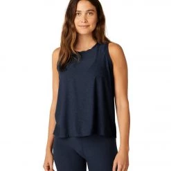 NEW ARRIVALS Beyond Yoga Featherweight Spacedye Balanced Muscle Yoga Tank Nocturnal Navy