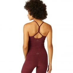 NEW ARRIVALS Beyond Yoga Spacedye Slim Racerback Cropped Tank Deep Merlot