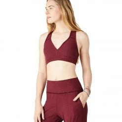 CLOTHING Beyond Yoga Spacedye Lift Your Spirits Yoga Sports Bra Deep Merlot