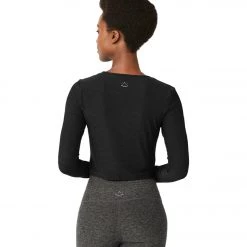 Beyond Yoga Featherweight Scrunch It Up Cropped Pullover Darkest Night CLOTHING
