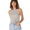 Beyond Yoga Rib Knit Jersey Keep In Line Tank Light Heather Gray CLOTHING