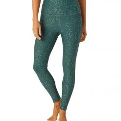 CLOTHING Beyond Yoga Alloy Sparkle High Waisted 7/8 Leggings Hunter Green Antique Gold Sparkle