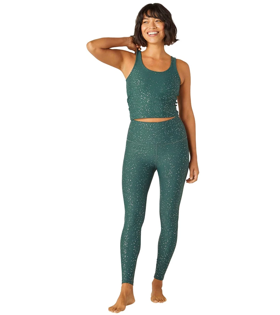 CLOTHING Beyond Yoga Alloy Sparkle High Waisted 7/8 Leggings Hunter Green Antique Gold Sparkle 6 CLOTHING Beyond Yoga Alloy Sparkle High Waisted 7/8 Leggings Hunter Green Antique Gold Sparkle