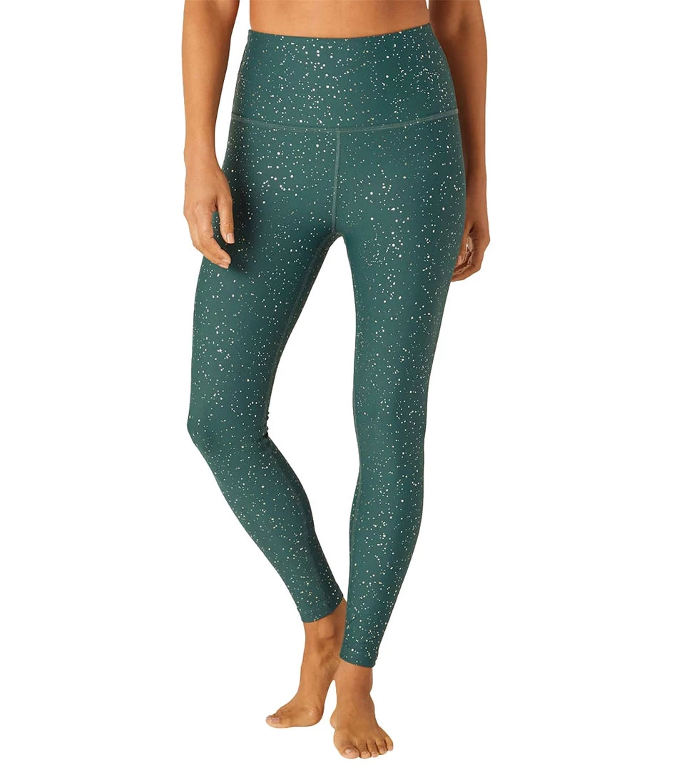 CLOTHING Beyond Yoga Alloy Sparkle High Waisted 7/8 Leggings Hunter Green Antique Gold Sparkle 10 CLOTHING Beyond Yoga Alloy Sparkle High Waisted 7/8 Leggings Hunter Green Antique Gold Sparkle
