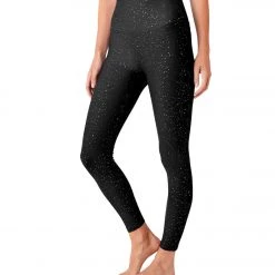 Women Beyond Yoga Alloy Sparkle High Waisted 7/8 Leggings Black Gunmetal Sparkle