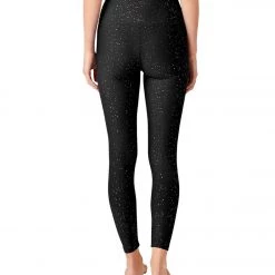 Women Beyond Yoga Alloy Sparkle High Waisted 7/8 Leggings Black Gunmetal Sparkle 10 Women Beyond Yoga Alloy Sparkle High Waisted 7/8 Leggings Black Gunmetal Sparkle