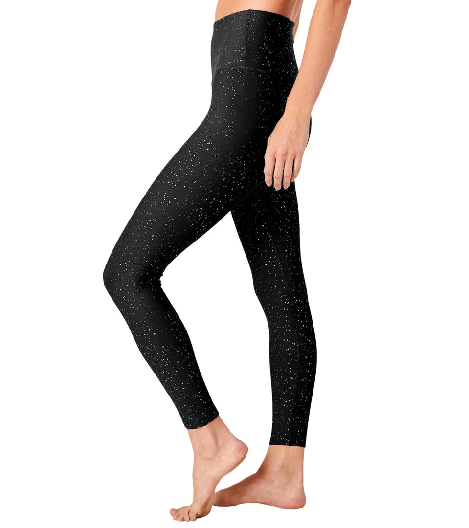 Women Beyond Yoga Alloy Sparkle High Waisted 7/8 Leggings Black Gunmetal Sparkle 6 Women Beyond Yoga Alloy Sparkle High Waisted 7/8 Leggings Black Gunmetal Sparkle