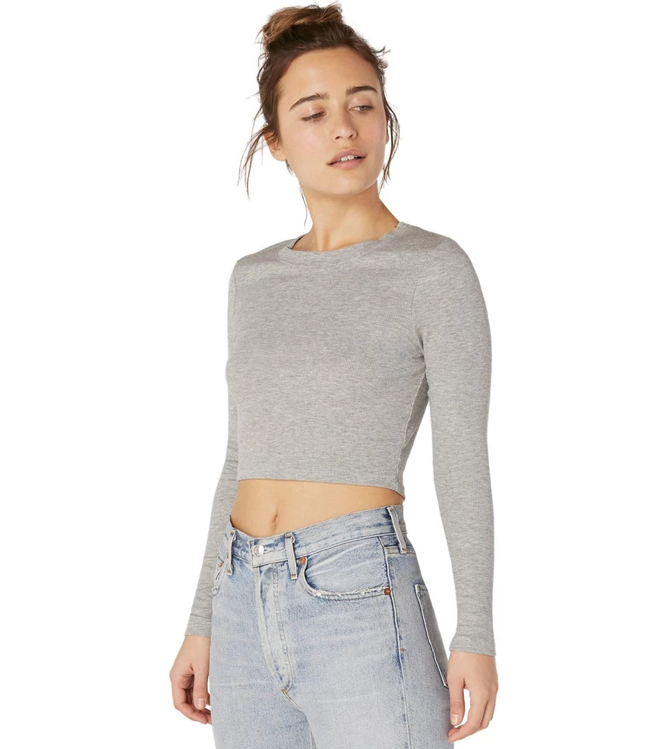CLOTHING Beyond Yoga Rib Knit Jersey Keep In Line Cropped Pullover Light Heather Gray 4 CLOTHING Beyond Yoga Rib Knit Jersey Keep In Line Cropped Pullover Light Heather Gray