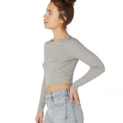 CLOTHING Beyond Yoga Rib Knit Jersey Keep In Line Cropped Pullover Light Heather Gray 11 CLOTHING Beyond Yoga Rib Knit Jersey Keep In Line Cropped Pullover Light Heather Gray