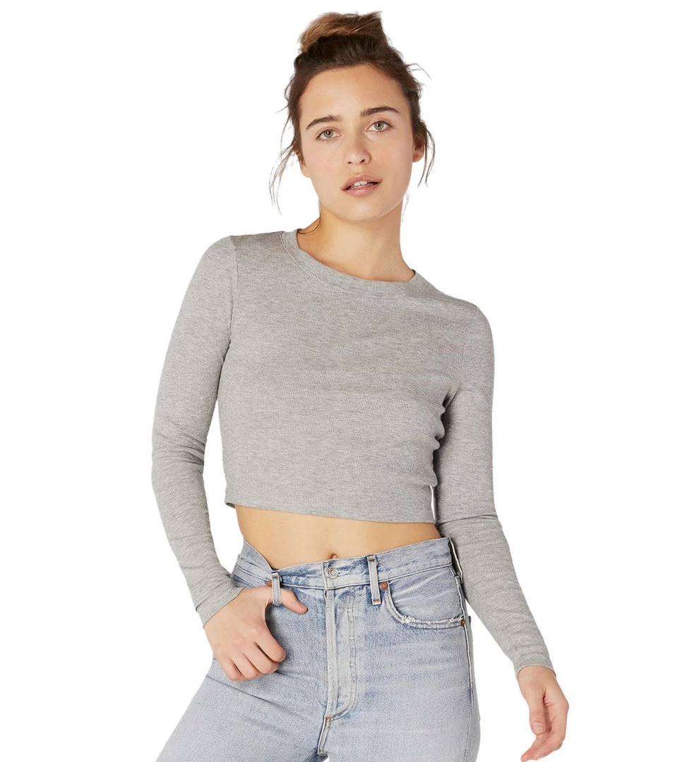 CLOTHING Beyond Yoga Rib Knit Jersey Keep In Line Cropped Pullover Light Heather Gray 8 CLOTHING Beyond Yoga Rib Knit Jersey Keep In Line Cropped Pullover Light Heather Gray