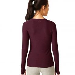 Beyond Yoga Featherweight Spacedye Classic Crew Pullover Deep Merlot