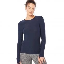 Beyond Yoga Featherweight Spacedye Classic Crew Pullover Nocturnal Navy NEW ARRIVALS