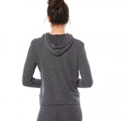 CLOTHING Beyond Yoga Waffle Knit Hoodie Charcoal