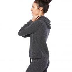 CLOTHING Beyond Yoga Waffle Knit Hoodie Charcoal