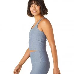 CLOTHING Beyond Yoga Keep It Simple Cropped Yoga Tank Stormy Blue Shiny Navy Sparkle
