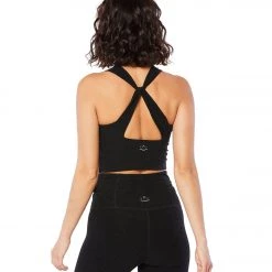 Beyond Yoga Spacedye Twist Through Cropped Tank Darkest Night