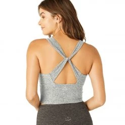 Beyond Yoga Spacedye Twist Through Cropped Tank Silver Mist CLOTHING