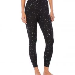 CLOTHING Beyond Yoga Sportflex Tossed Star High Waisted 7/8 Leggings Black-Iridescent Clear Stars
