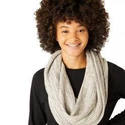 Beyond Yoga Waffle Knit Long Infinity Scarf Cream Heather