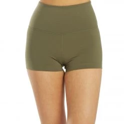 CLOTHING Everyday Yoga Uphold Solid High Waisted Hot Yoga Shorts 1" Dark Olive