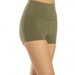 CLOTHING Everyday Yoga Uphold Solid High Waisted Hot Yoga Shorts 1" Dark Olive