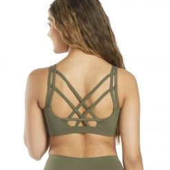Everyday Yoga Radiant Solid Strappy Back Sports Bra Dark Olive