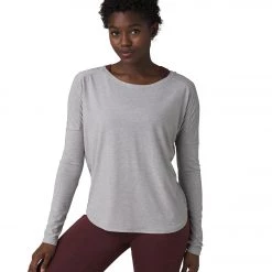 CLOTHING PrAna Rogue Long Sleeve Yoga Top Grey Heather