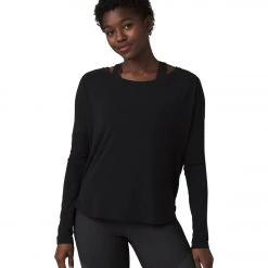 PrAna Rogue Long Sleeve Yoga Top Black CLOTHING
